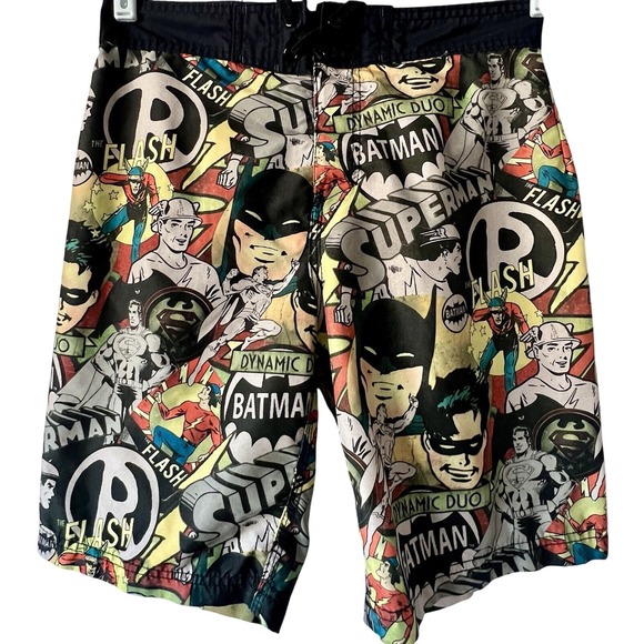 Batman Cartoon Men's Swim Trunks Board Shorts Size‎ S Pockets Outdoors - Picture 1 of 7